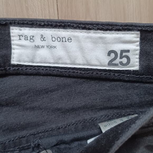 Rag & Bone Black Baxter Coated Ankle Skinny Jeans with Exposed Zip 25W - Picture 7 of 7